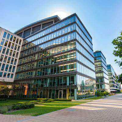 Sunny office building reflecting light